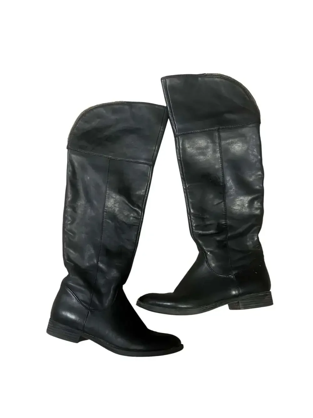 Target Women's Black Faux Leather Over-The-Knee Boots with Side Zip